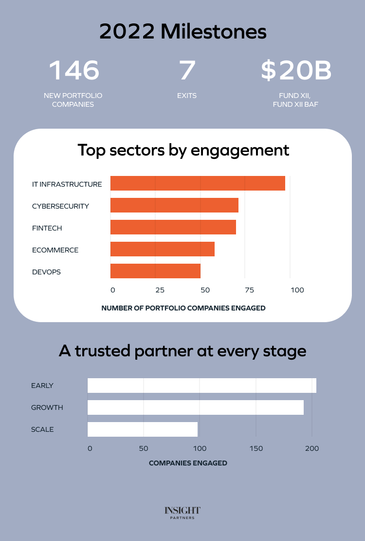 number of portfolio companies Insight engaged with in 2022